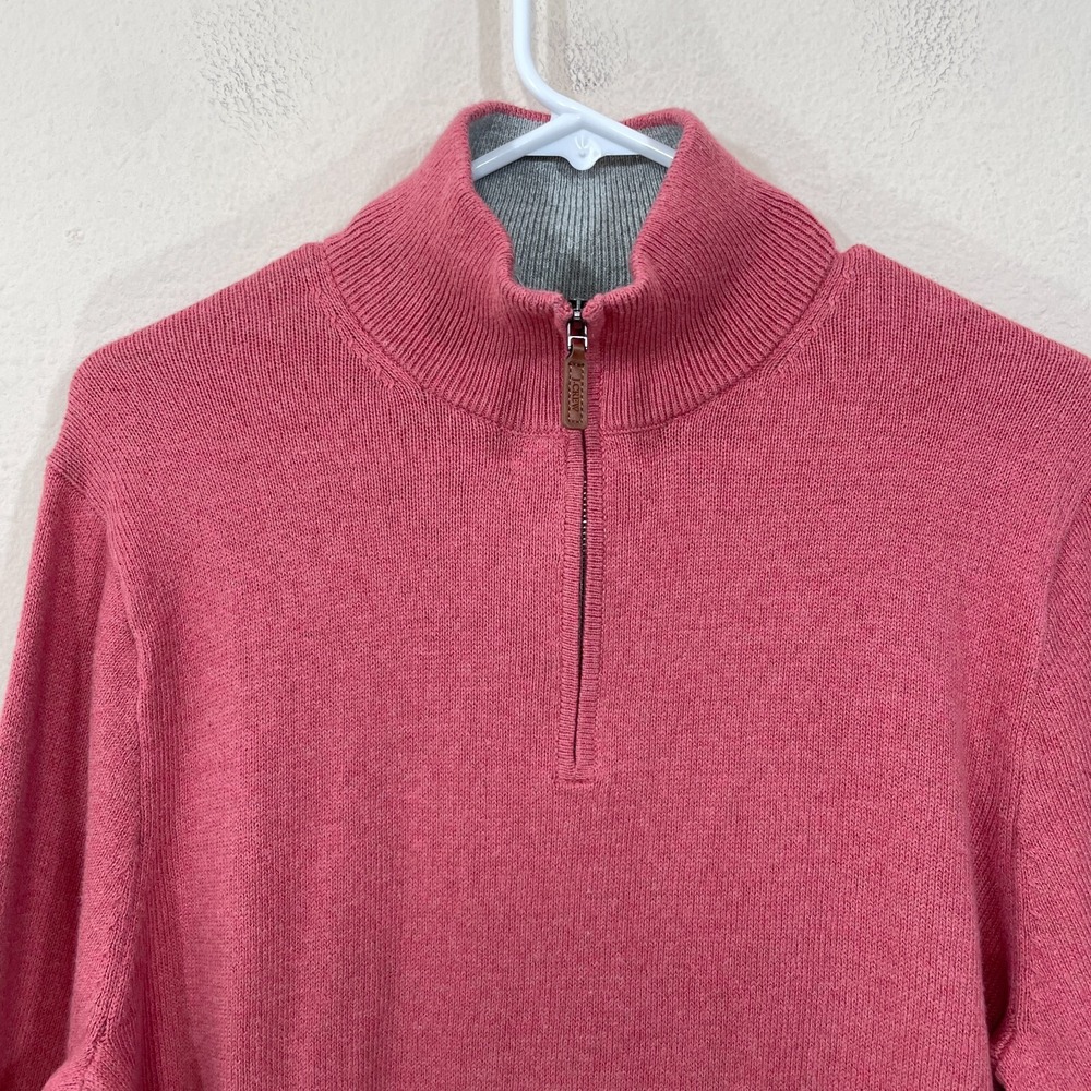 New J. Crew Mens Size M Cotton 1/4 Zip Mock Neck Sweater Pink $98 NWT - Picture 6 of 8